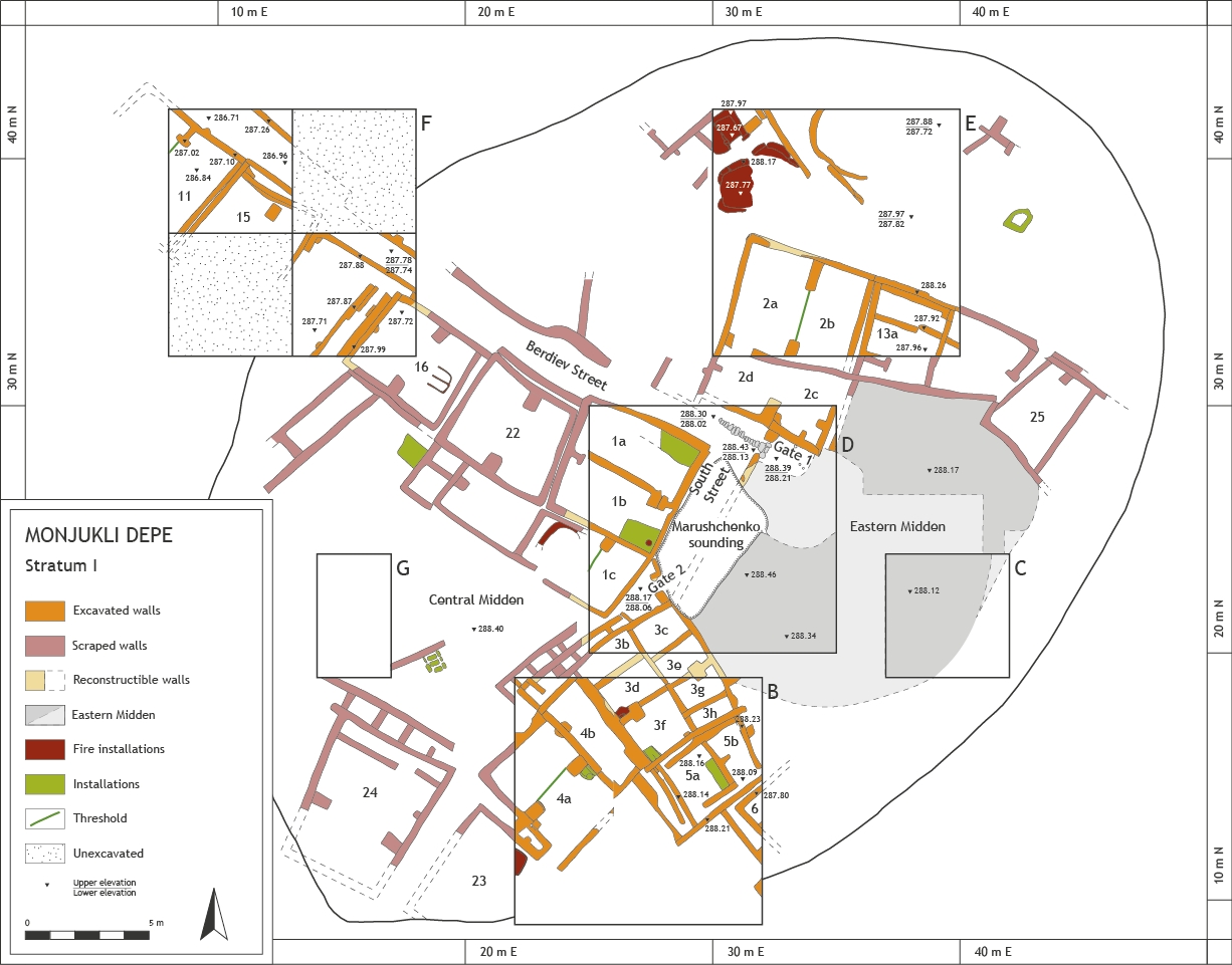 Plan von Stratum I, die jüngste Besiedlungsphase im Meana Horizont.